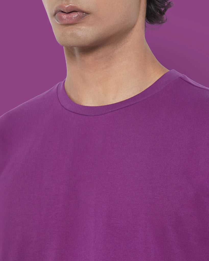 Melangebox Dropshoulder Crew Neck: Eggplant Purple