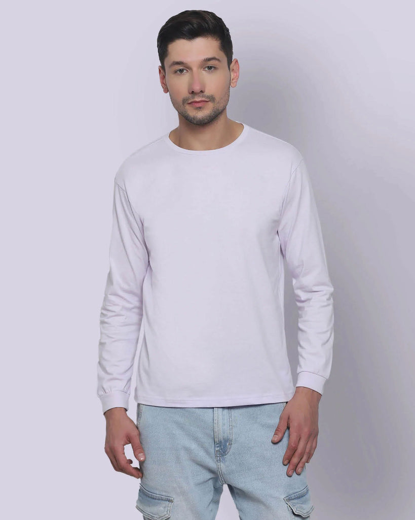 Melangebox Full Sleeves Crew Neck: Lilac