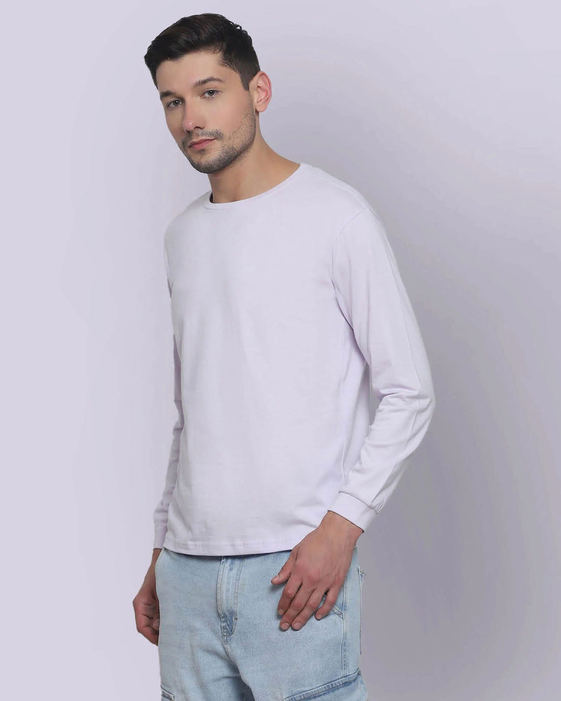 Melangebox Full Sleeves Crew Neck: Lilac