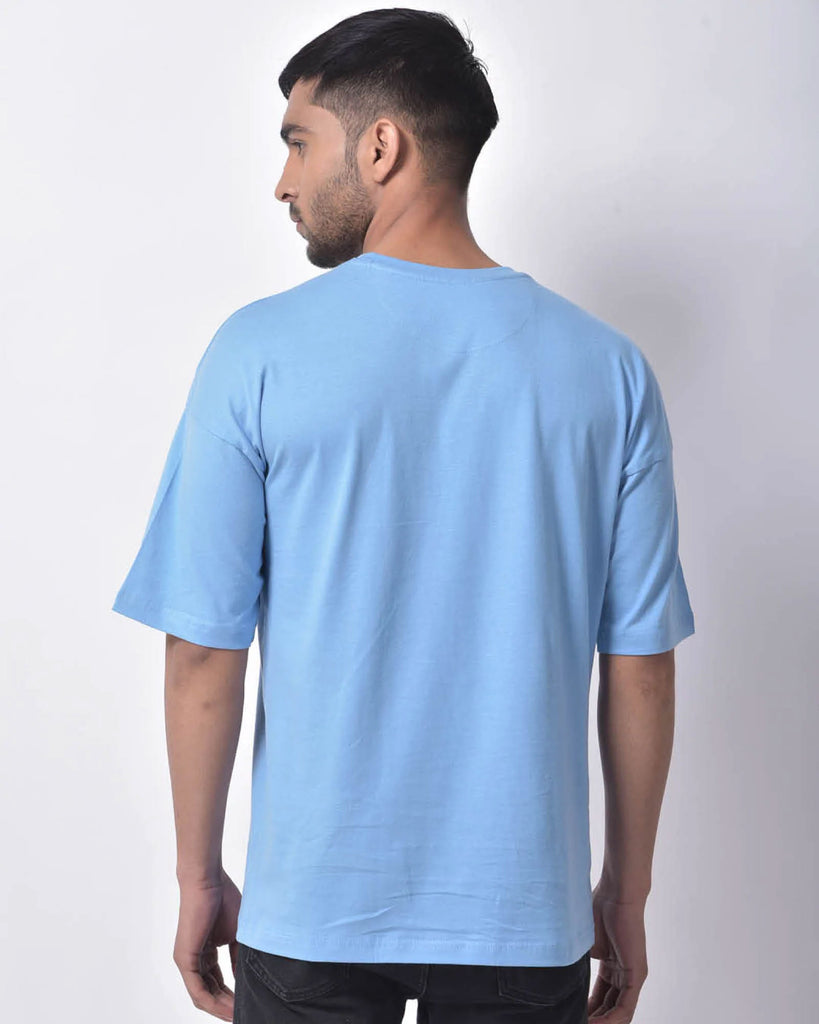 Melangebox Dropshoulder Crew Neck: Cyan Blue