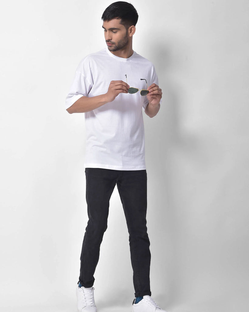 Melangebox Dropshoulder Crew Neck: Classic White