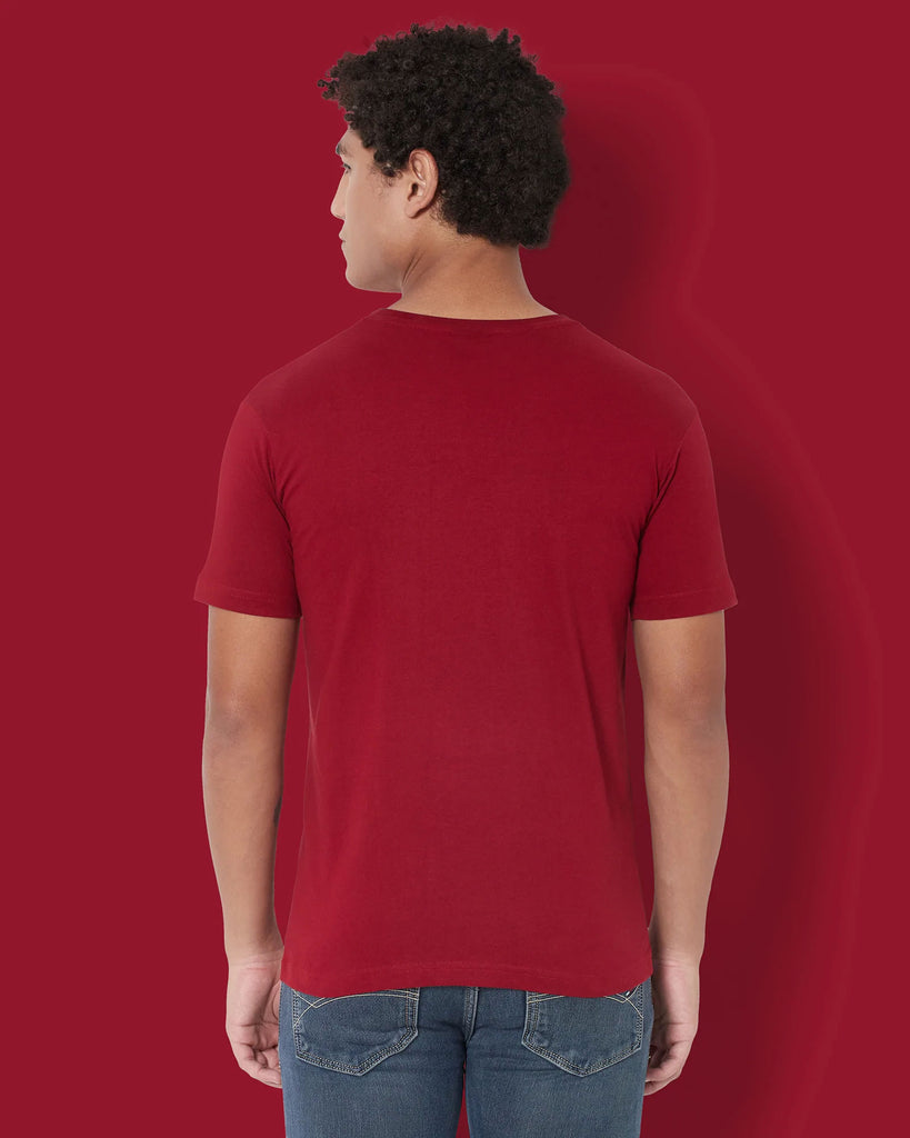 Melangebox Half Sleeves Crew Neck: Maroon