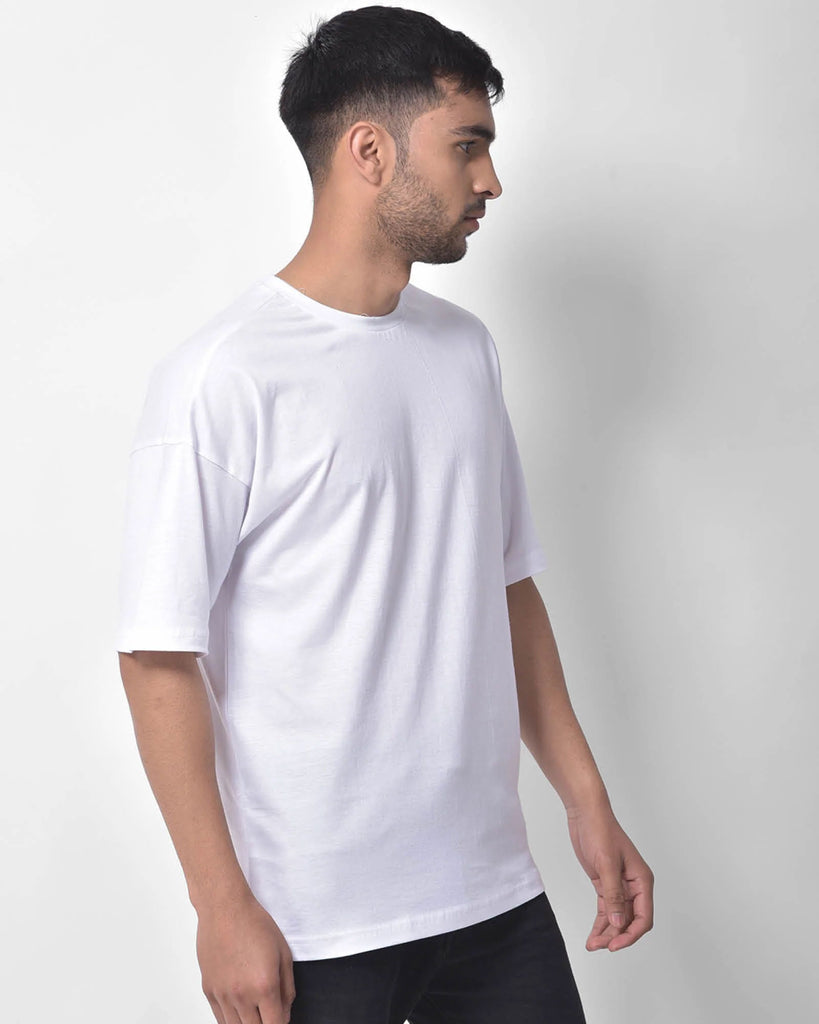 Melangebox Dropshoulder Crew Neck: Classic White