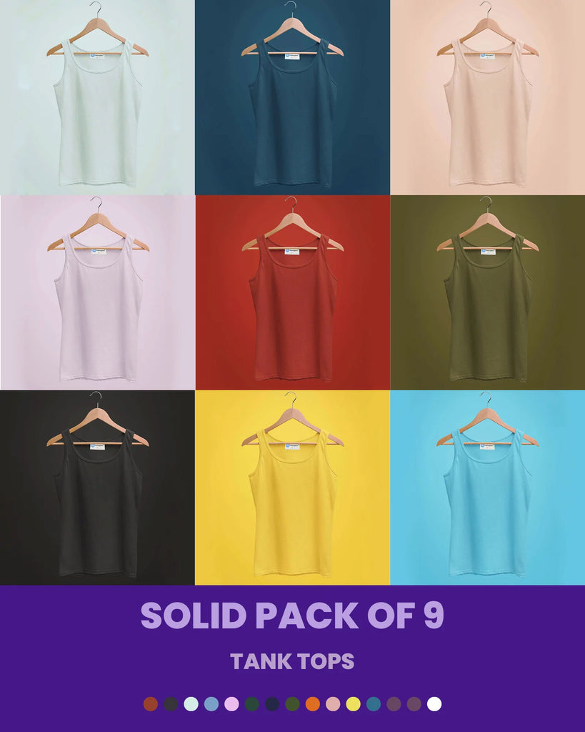 Melangebox Solid Pack of 9: Tank Top