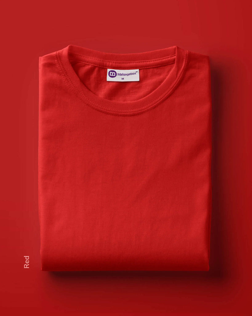 Melangebox Half Sleeves Crew Neck: Red