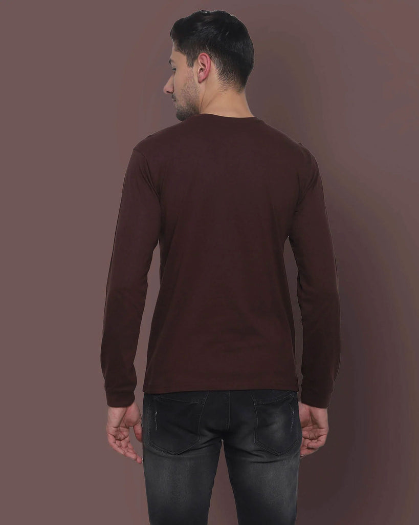 Melangebox Full Sleeves Crew Neck: Chocolate