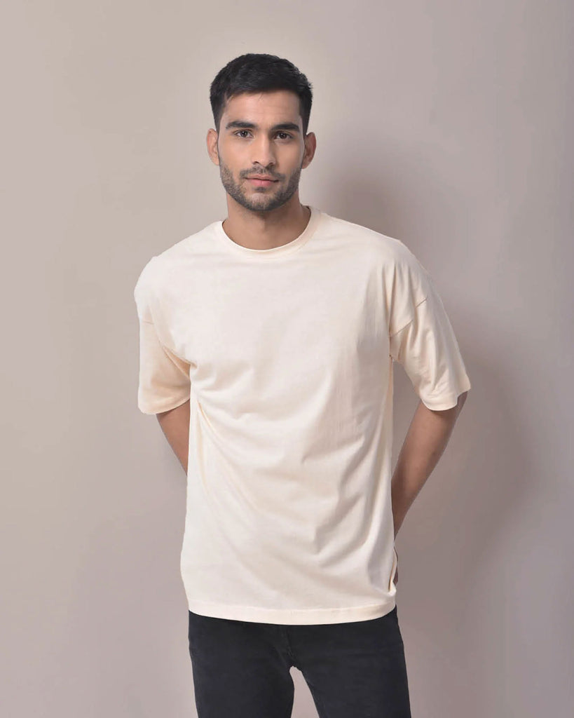 Melangebox Dropshoulder Crew Neck: Pale Ivory