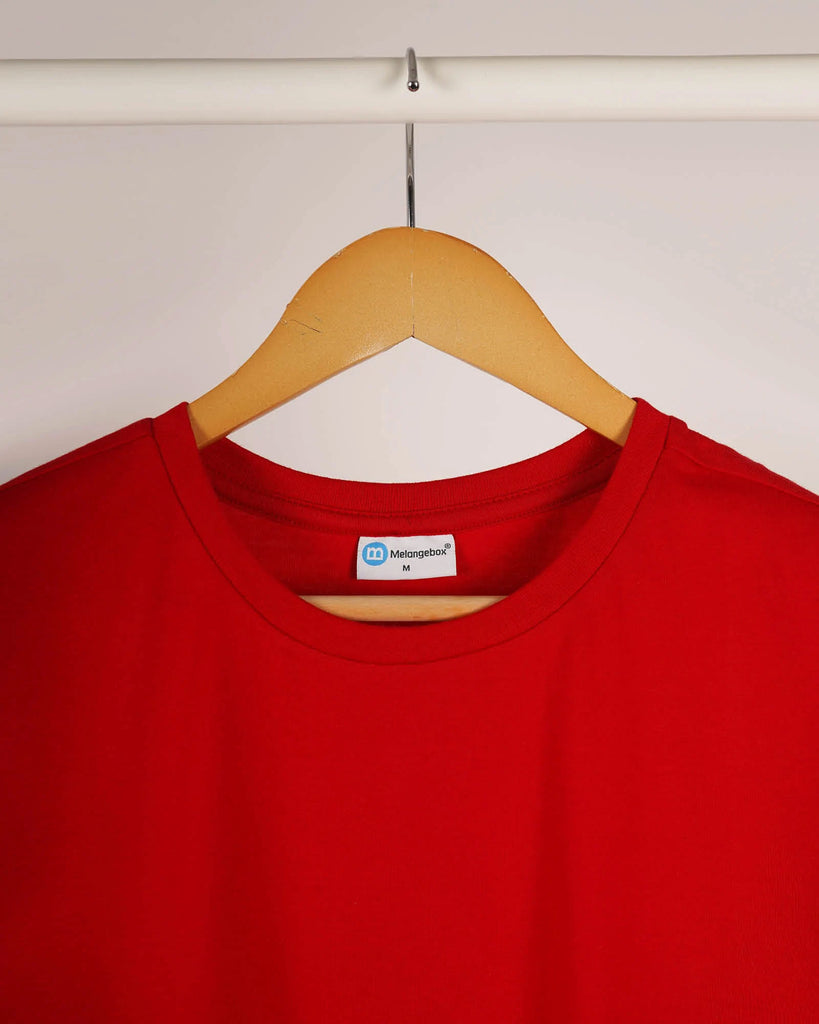 Melangebox Half Sleeves Crew Neck: Red