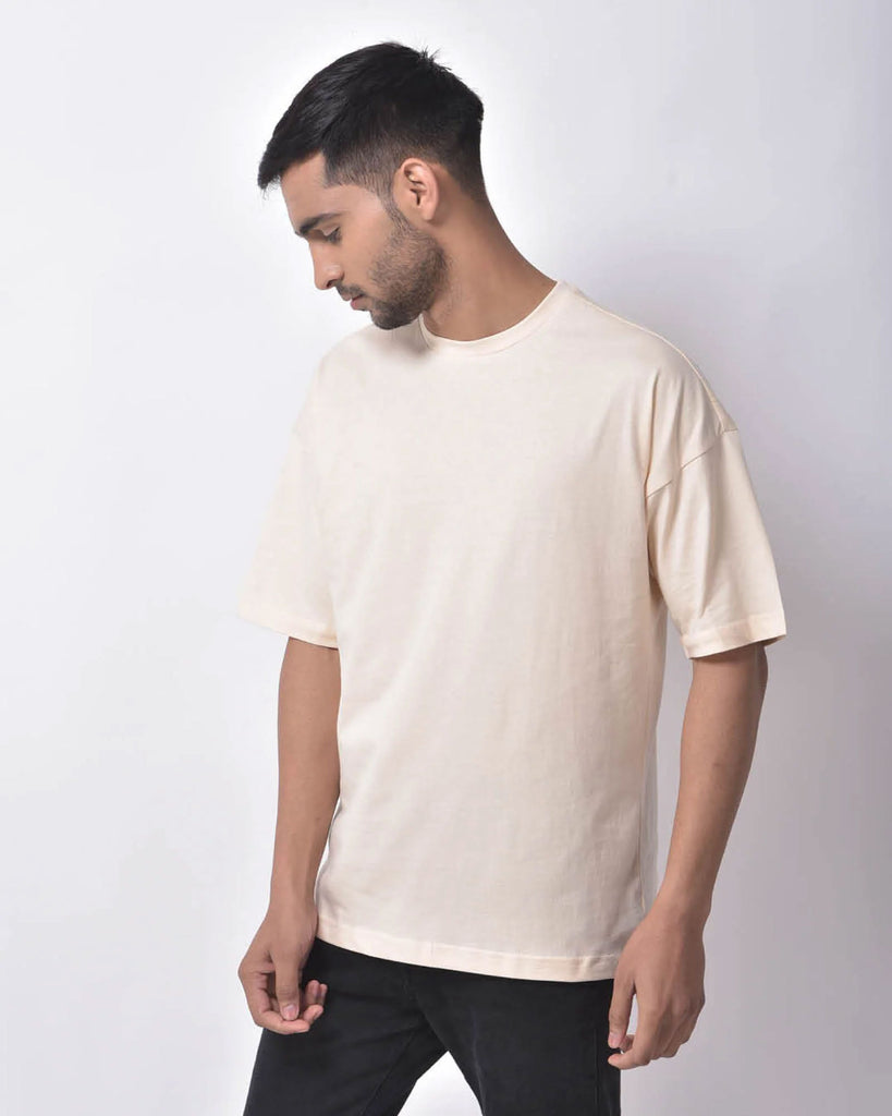 Melangebox Dropshoulder Crew Neck: Pale Ivory