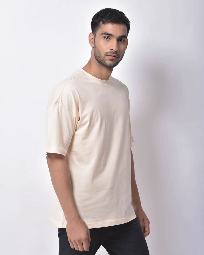 Melangebox Dropshoulder Crew Neck: Pale Ivory