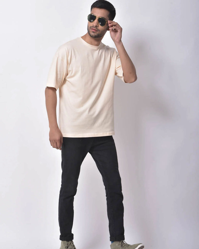 Melangebox Dropshoulder Crew Neck: Pale Ivory