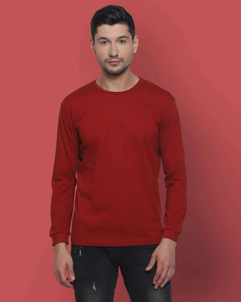 Melangebox Full Sleeves Crew Neck: Amber Rust