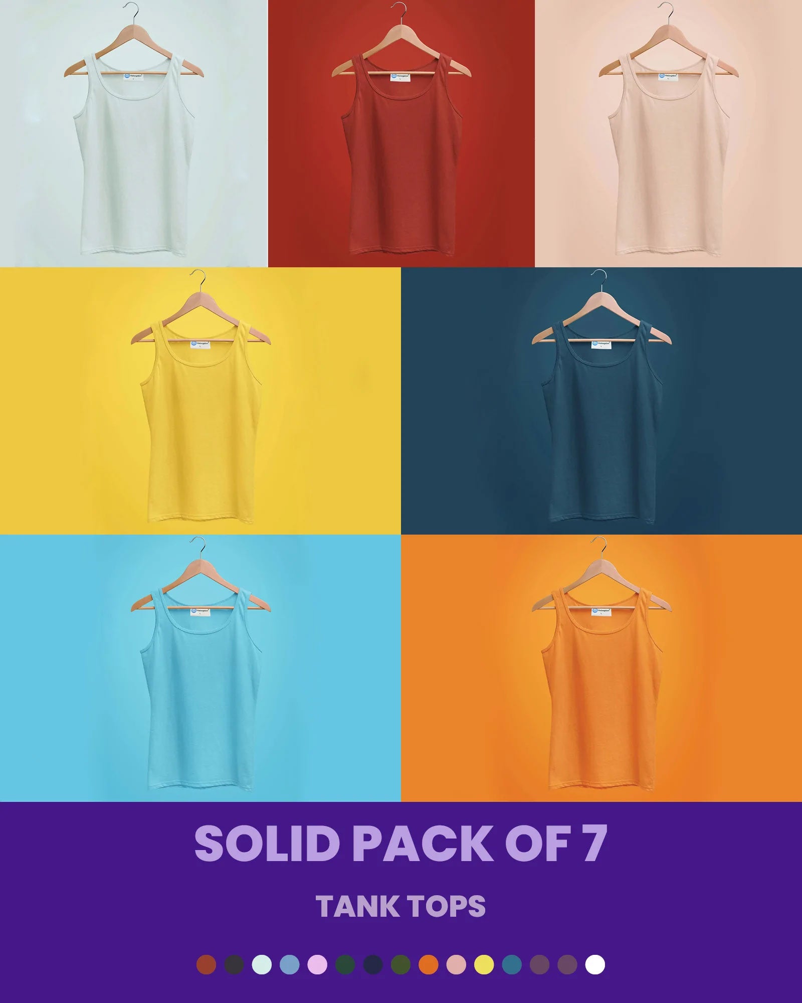 Melangebox Solid Pack of 7: Tank Top