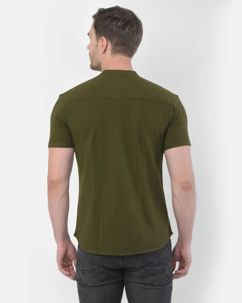 Melangebox Melange Original Pique Shirt: Dark Olive Green