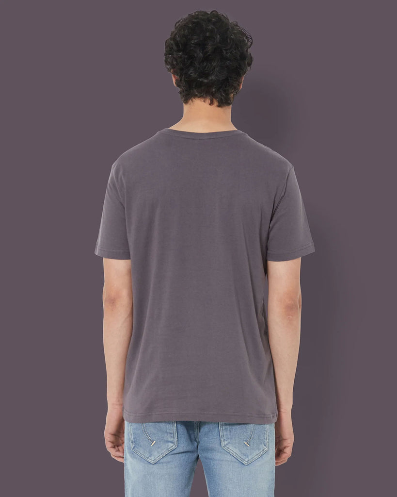 Melangebox Half Sleeves Crew Neck: Steel Grey