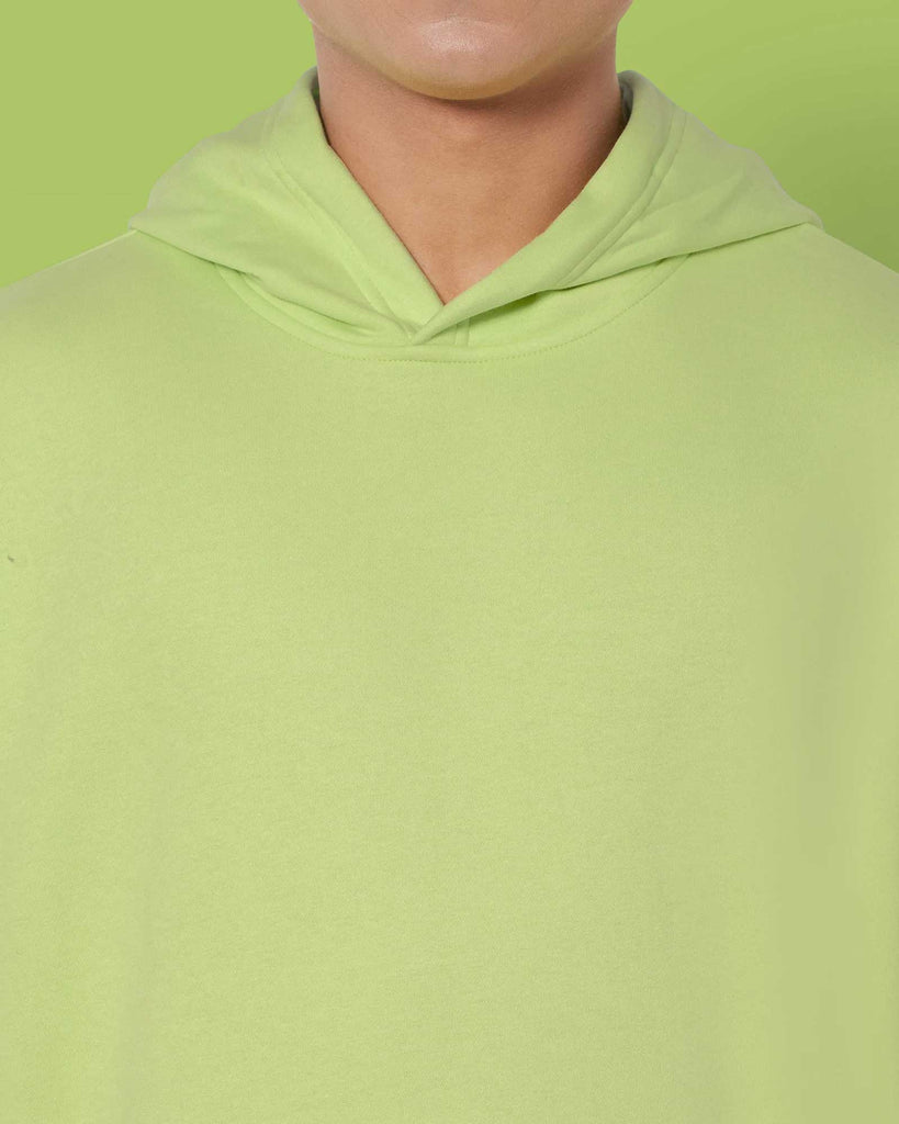 Melangebox Crop Sleeves Oversized Hoodie: Neon Green