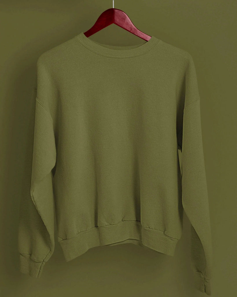 Drop Shoulder Sweatshirt: Olive Green