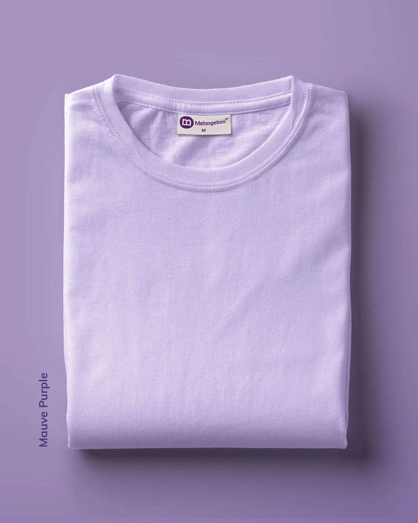 Melangebox Half Sleeves Crew Neck: Mauve Purple