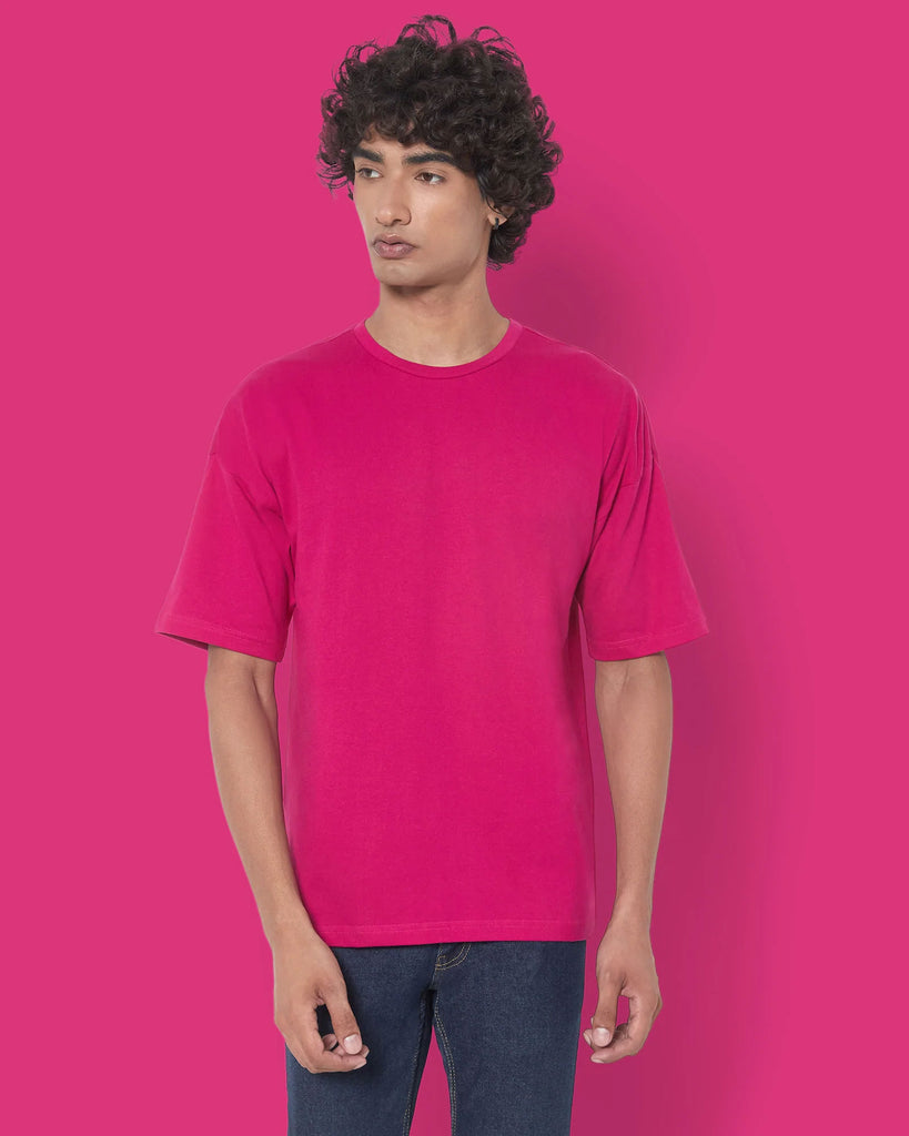 Melangebox Dropshoulder Crew Neck: Fuchsia