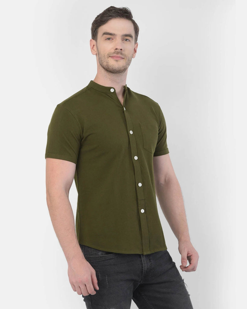 Melangebox Melange Original Pique Shirt: Dark Olive Green