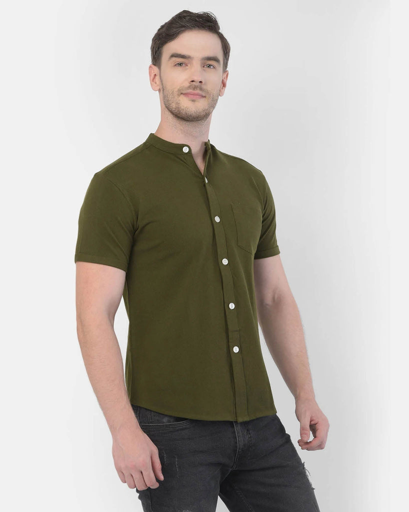 Melange Original Pique Shirt: Dark Olive Green
