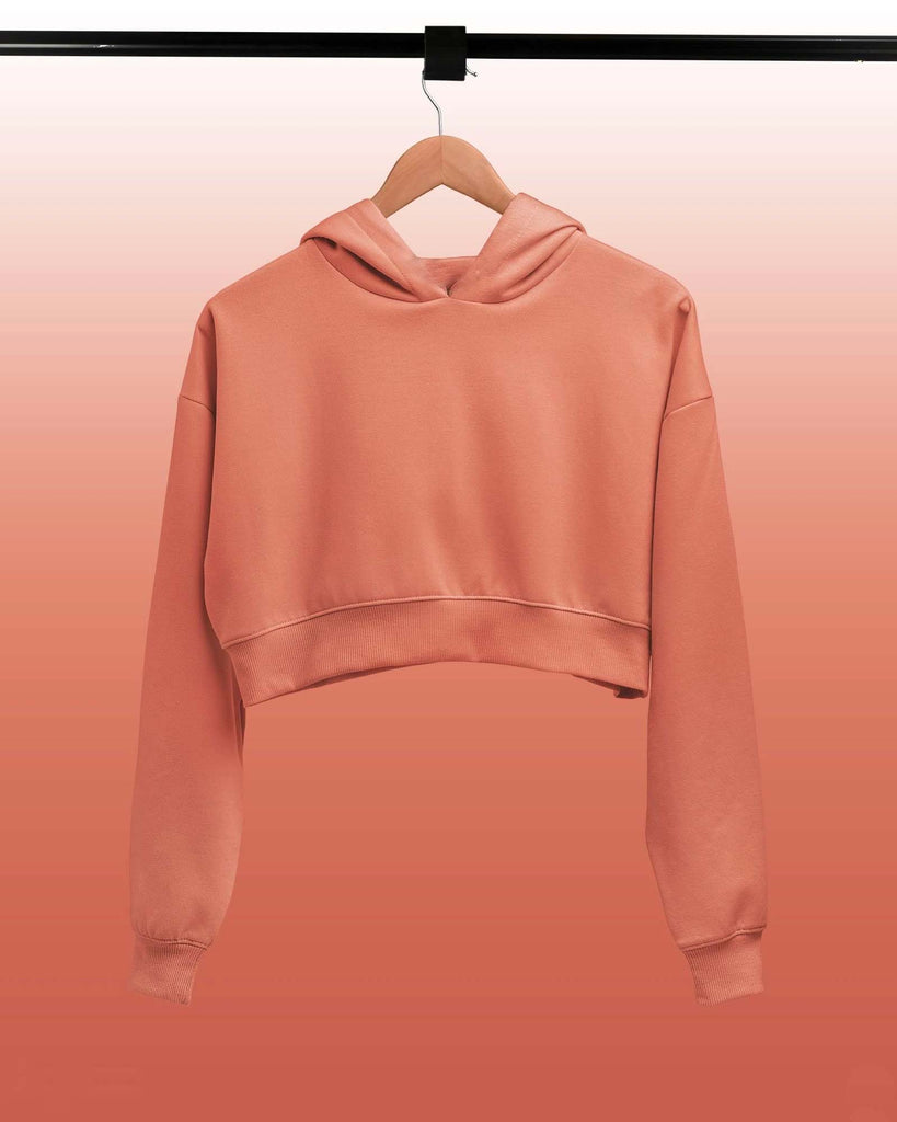 Melangebox Drop Shoulder Crop Hoodie: The Peach