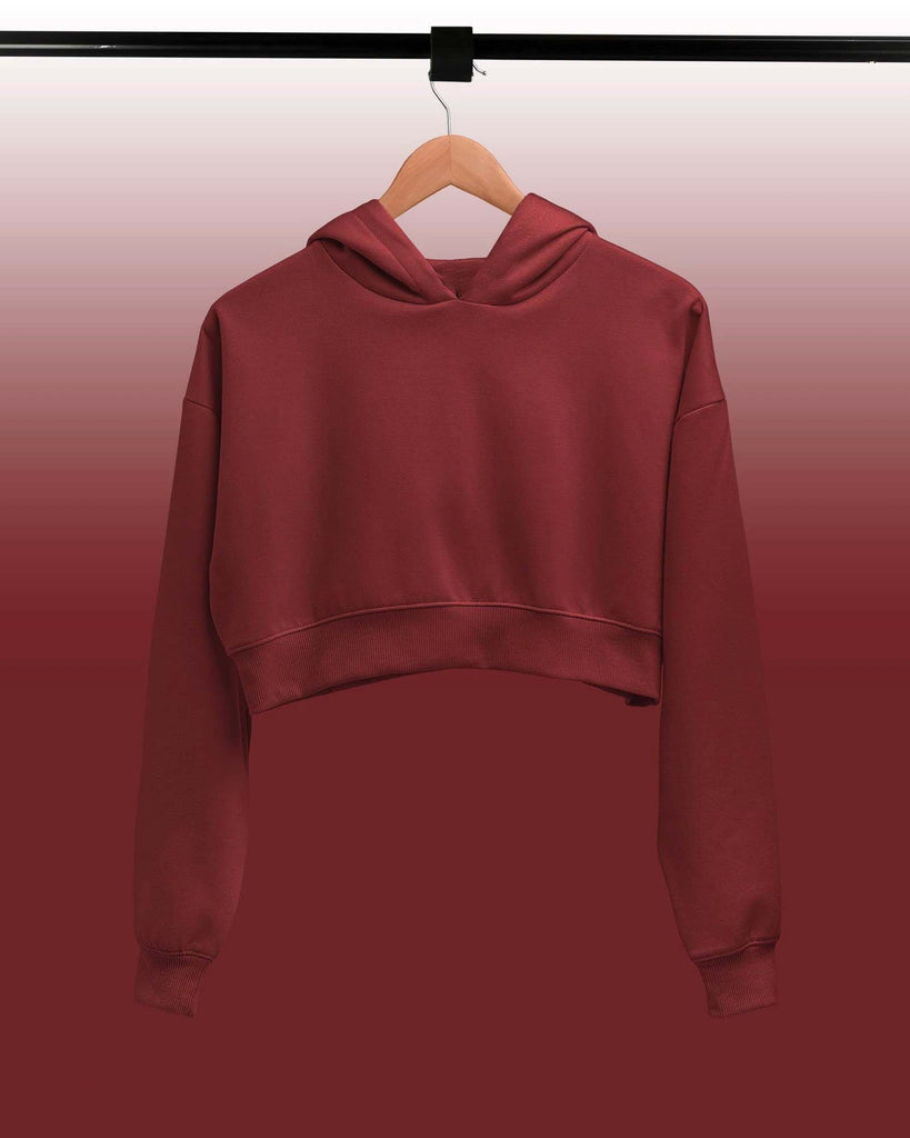 Melangebox Drop Shoulder Crop Hoodie: Crimson