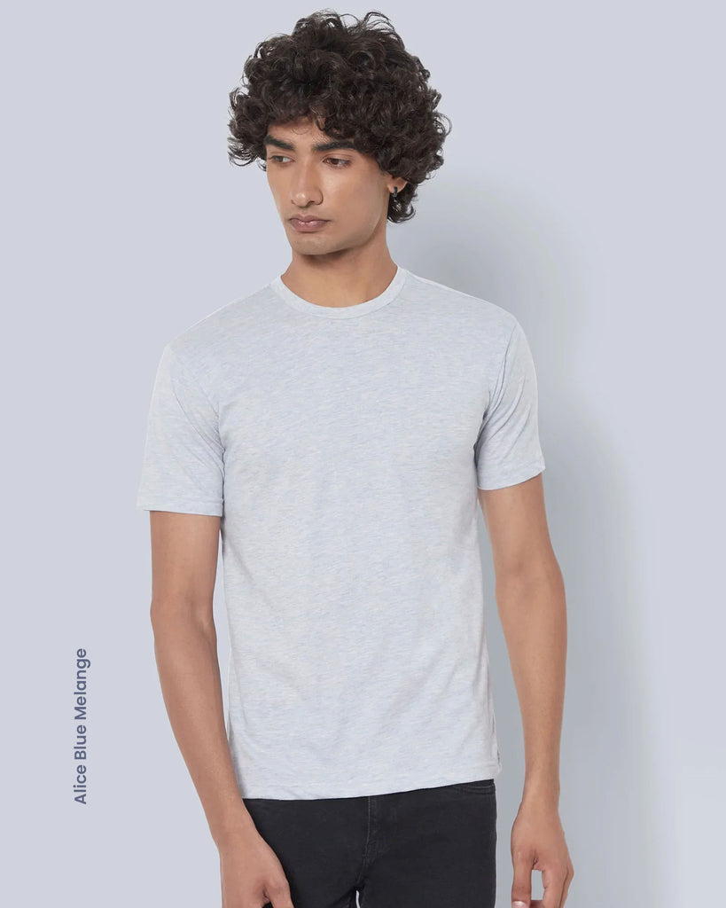 Melangebox Solid Pack of 12: Half Sleeves Crew Neck