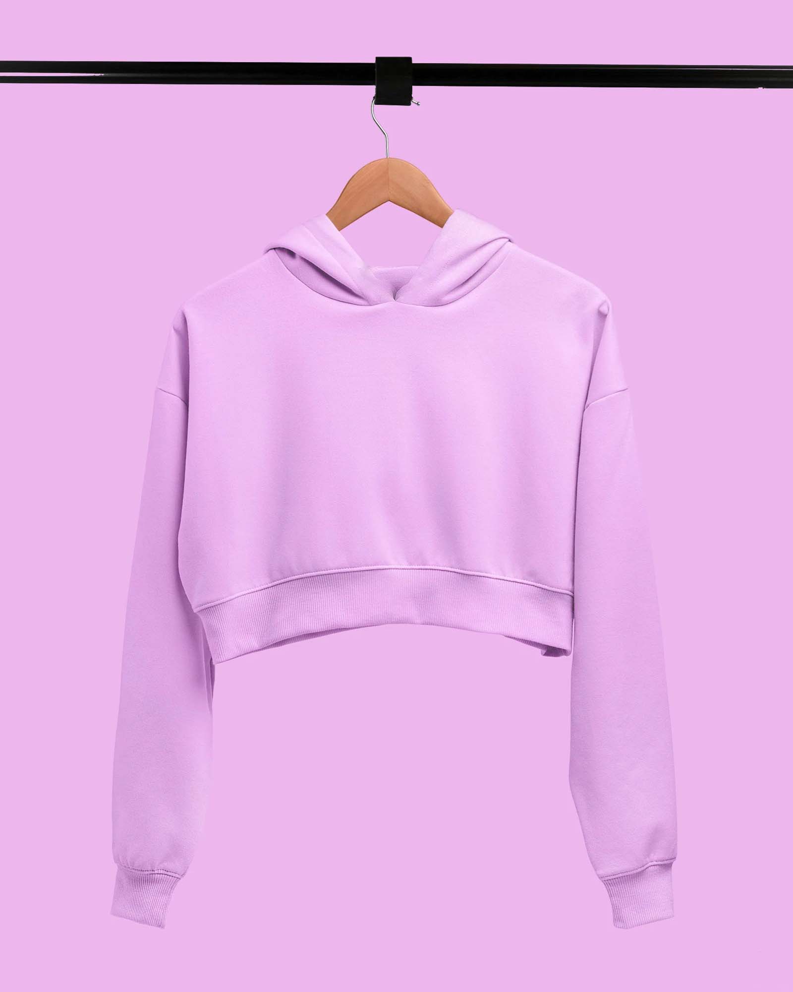 Drop Shoulder Crop Hoodie Mauve Purple