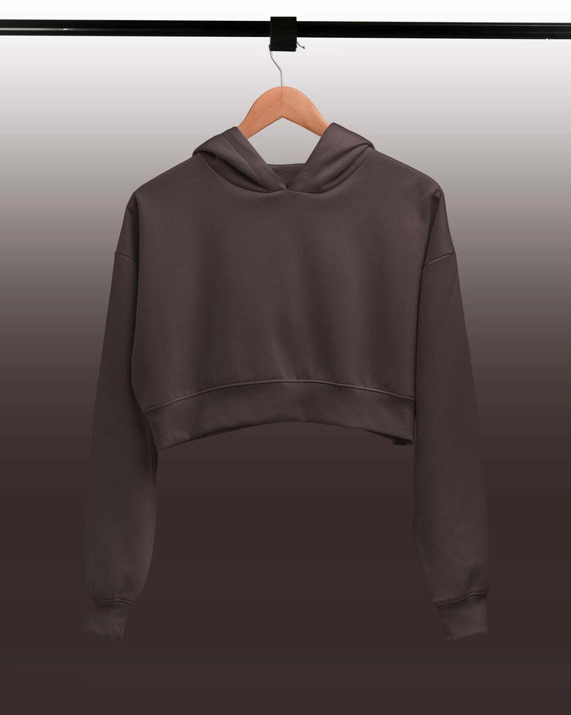 Melangebox Drop Shoulder Crop Hoodie: Chocolate