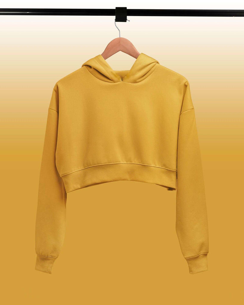 Melangebox Drop Shoulder Crop Hoodie: The Mustard