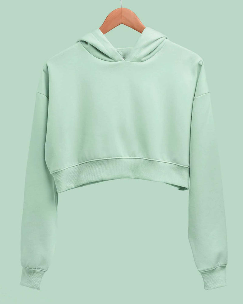 Melangebox Drop Shoulder Crop Hoodie: Tiffany Green