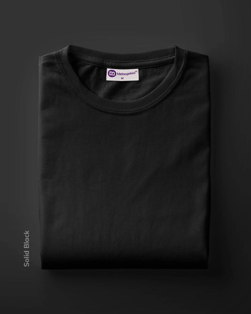 Melangebox Half Sleeves Crew Neck: Solid Black