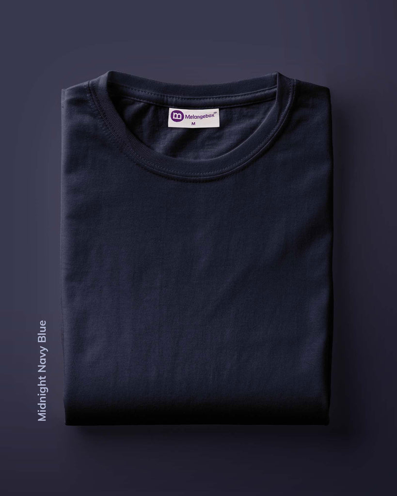 Melangebox Full Sleeves Crew Neck: Midnight Navy Blue