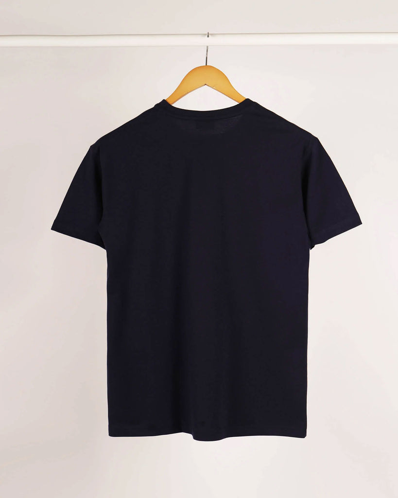 Melangebox Half Sleeves Crew Neck: Navy Blue