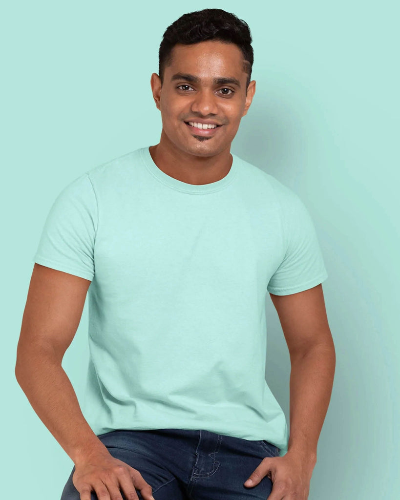 Melangebox Half Sleeves Crew Neck: Pale Green