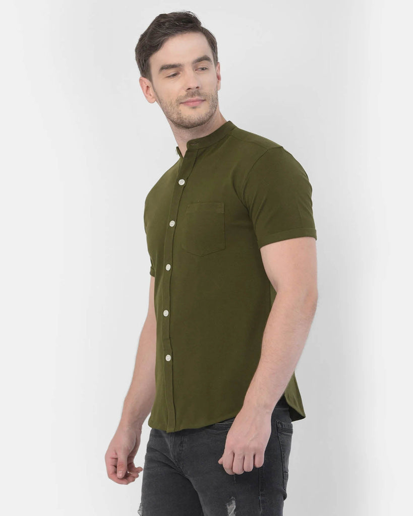 Melangebox Melange Original Pique Shirt: Dark Olive Green