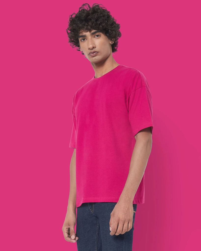 Melangebox Dropshoulder Crew Neck: Fuchsia