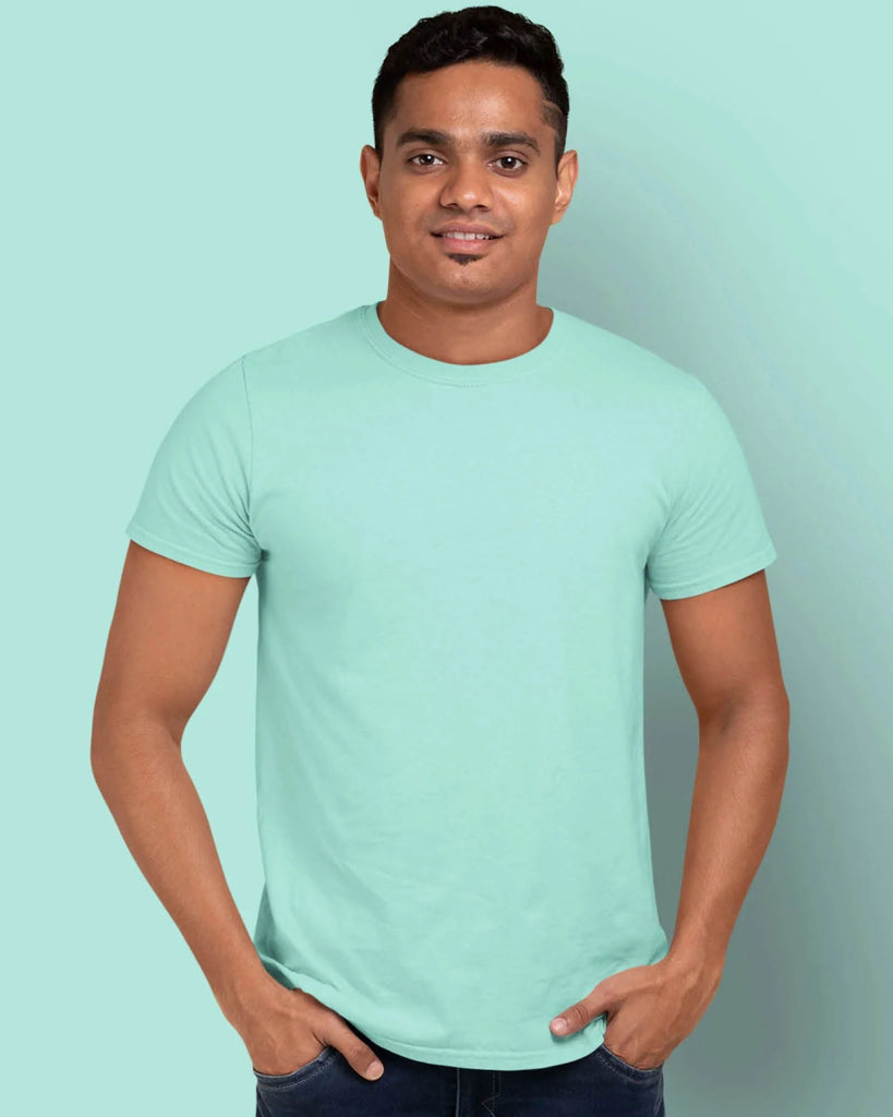 Melangebox Half Sleeves Crew Neck: Pale Green