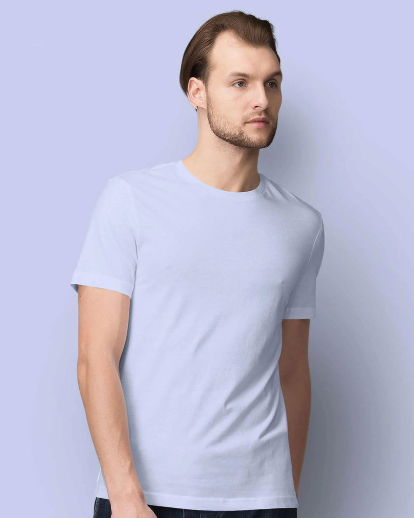 Melangebox Half Sleeves Crew Neck: Sky Blue