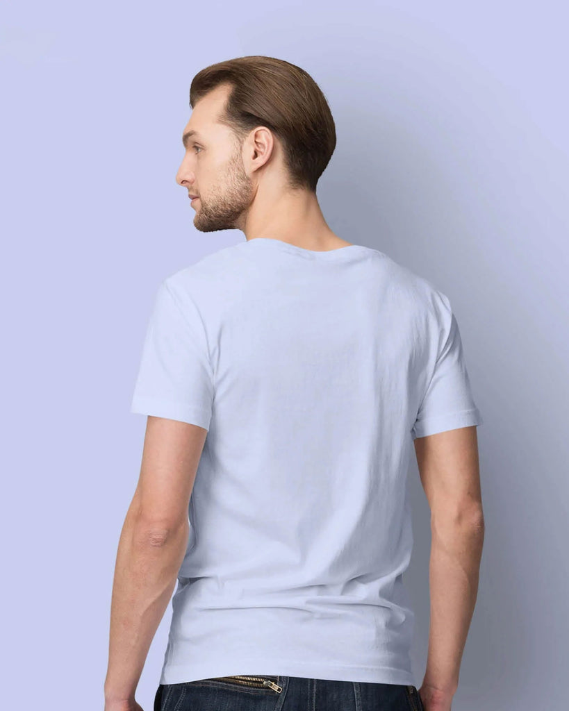 Melangebox Half Sleeves Crew Neck: Sky Blue