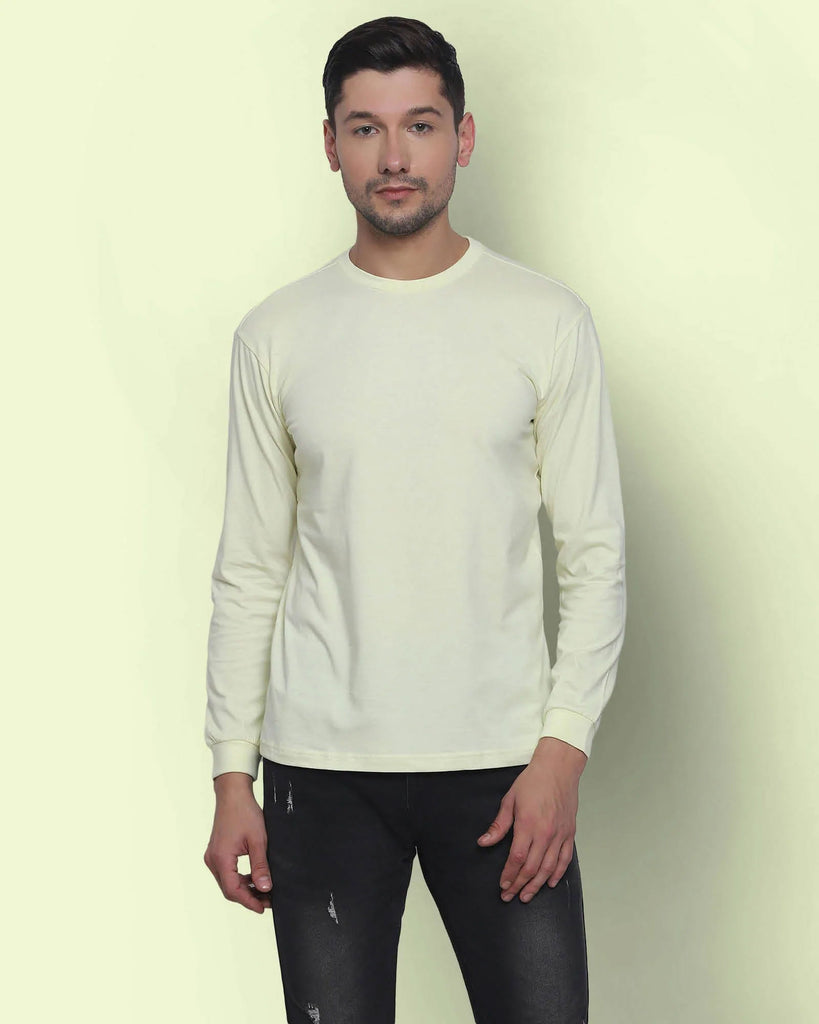 Melangebox Full Sleeves Crew Neck: Lemon Chiffon