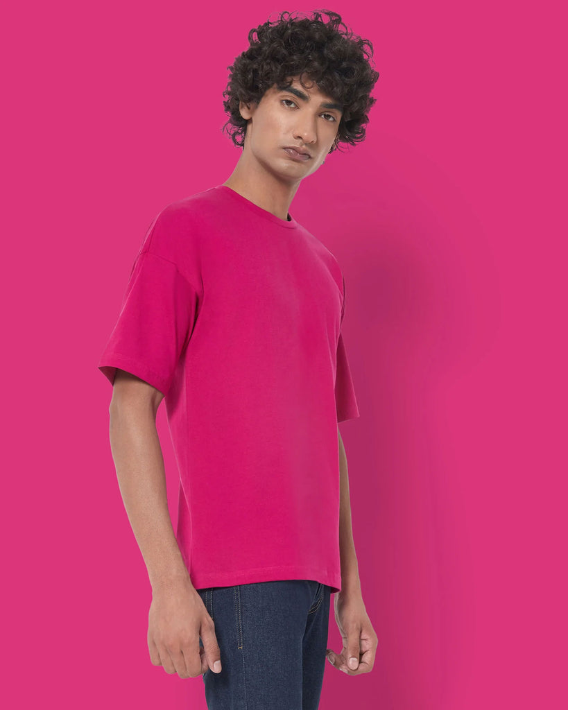 Melangebox Dropshoulder Crew Neck: Fuchsia