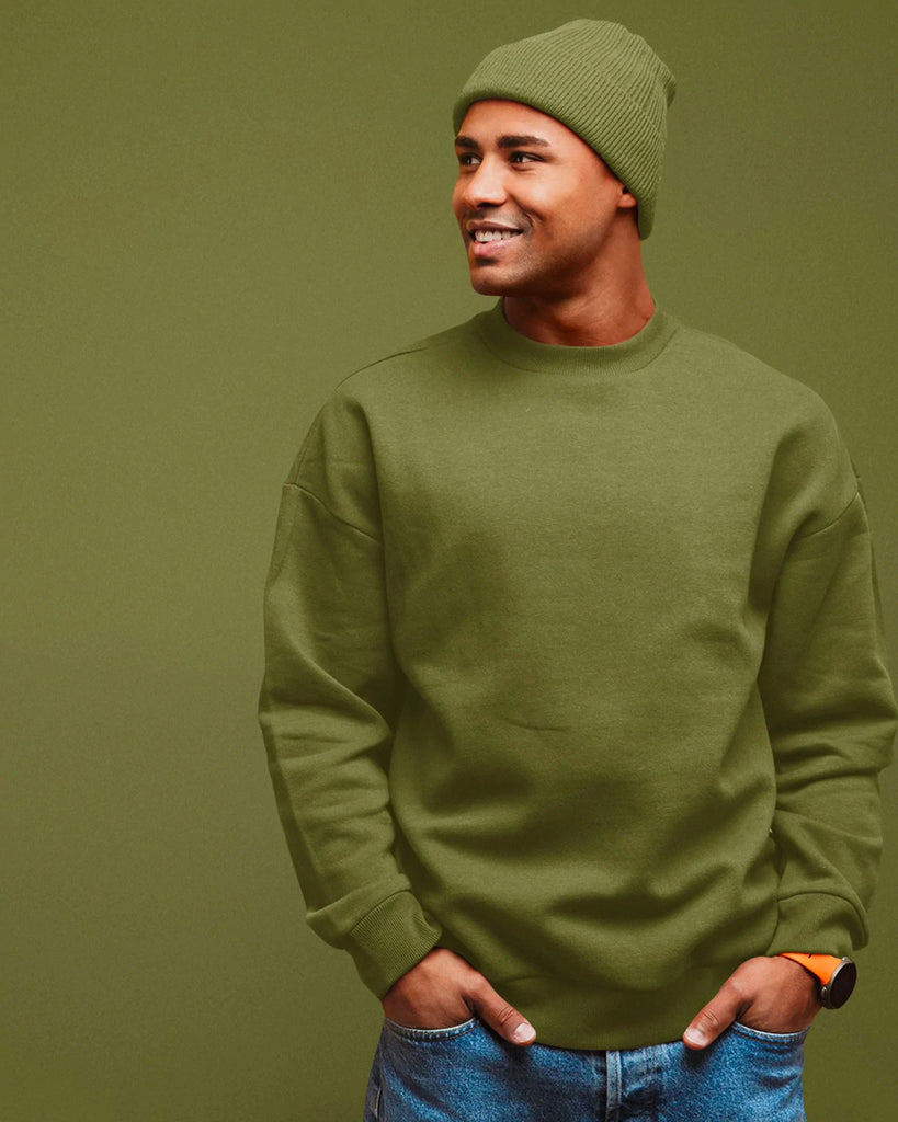 Melangebox Drop Shoulder Sweatshirt: Olive Green