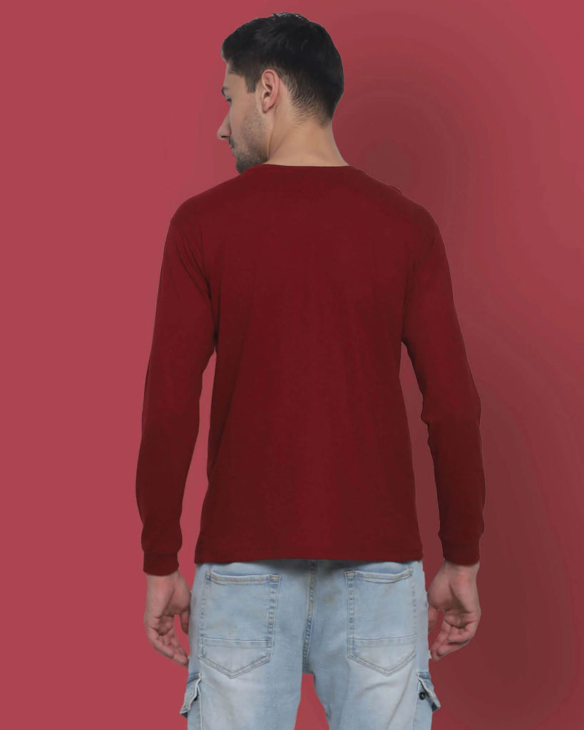 Melangebox Full Sleeves Crew Neck: Maroon