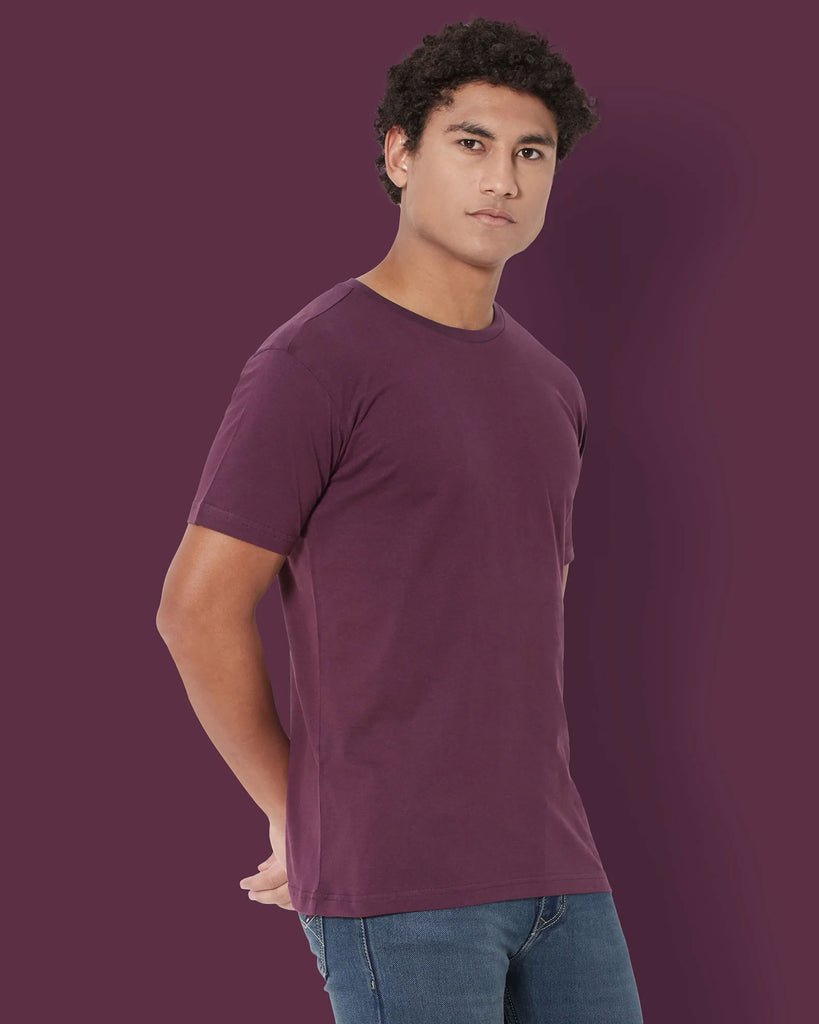 Melangebox Half Sleeves Crew Neck: Wine