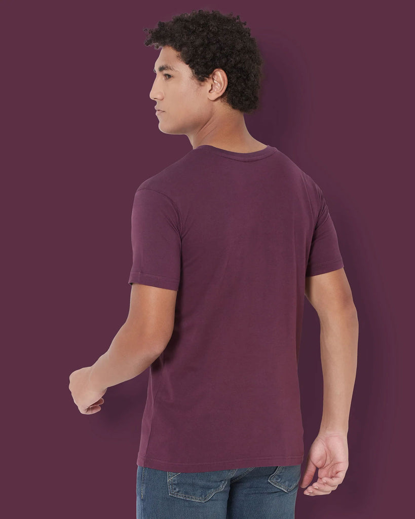 Melangebox Half Sleeves Crew Neck: Wine