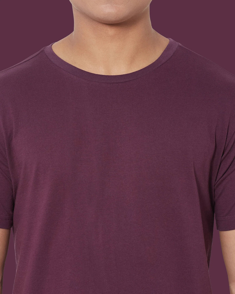 Melangebox Half Sleeves Crew Neck: Wine