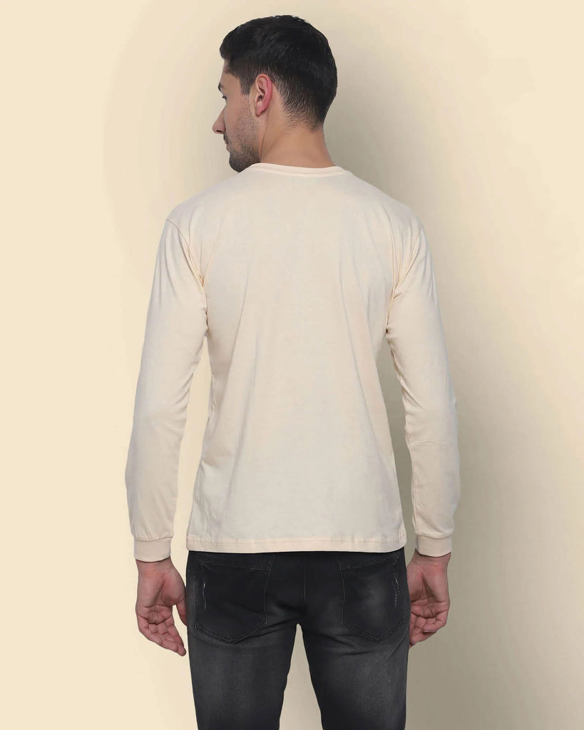 Melangebox Full Sleeves Crew Neck: Pale Ivory