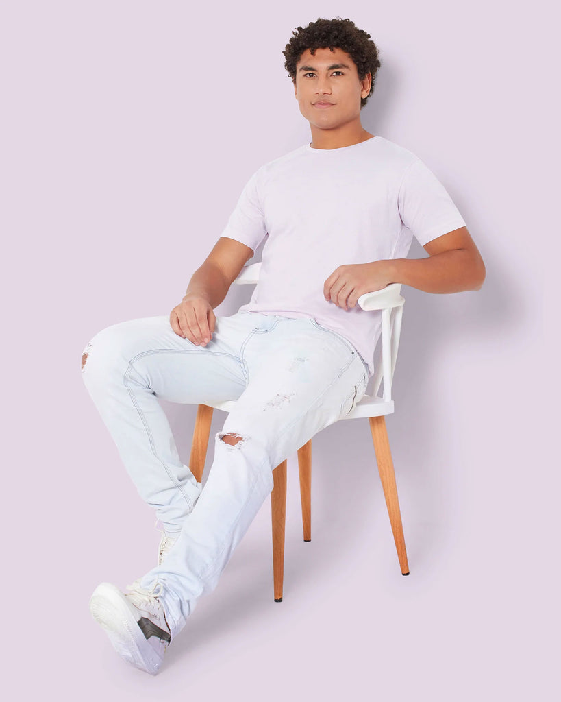 Melangebox Half Sleeves Crew Neck: Lilac